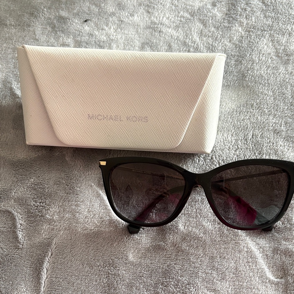 Michael Kors Black Cat-Eye Sunglasses with White Case